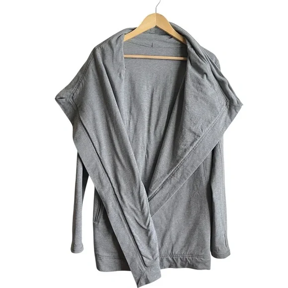 Lululemon Restore Wrap Heathered Medium Grey Size 6 Cozy French Terry - Picture 11 of 16